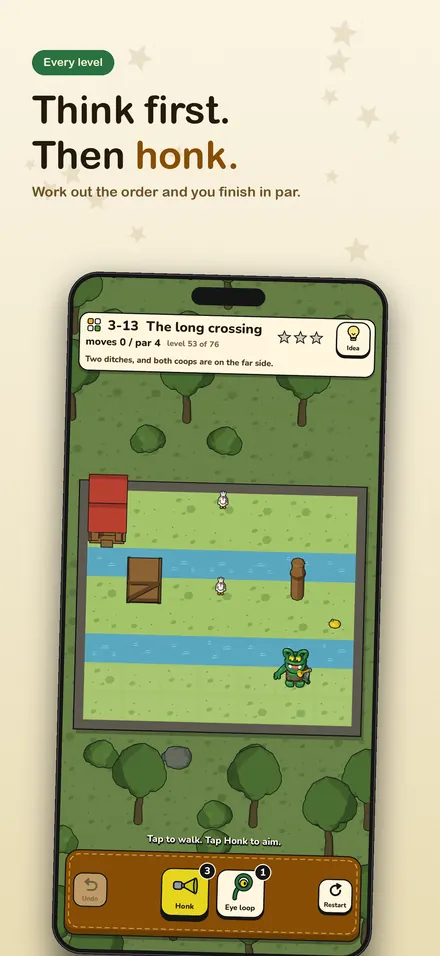 Level 3-13, The long crossing: two ditches, and both coops are on the far side