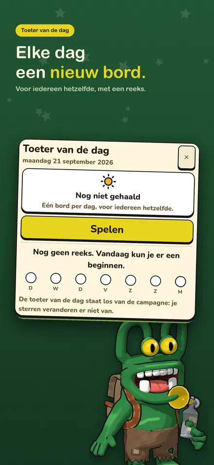 Het scherm van de toeter van de dag, met de reeks van de afgelopen zeven dagen