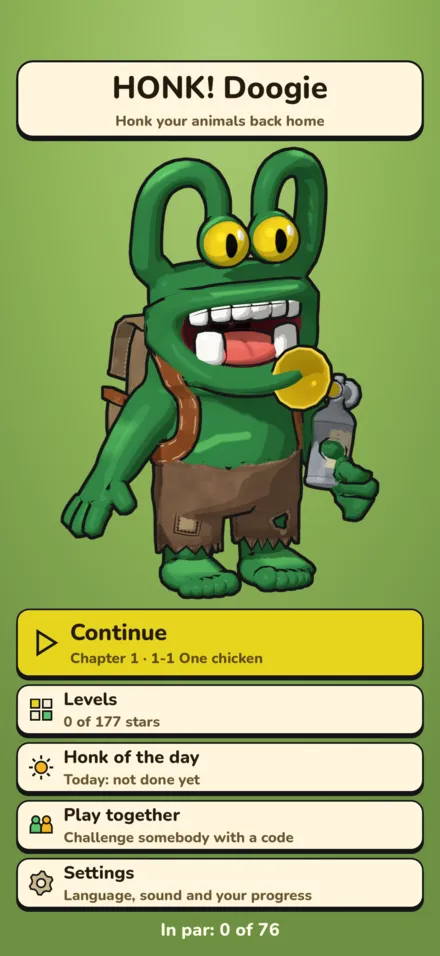 In-game screenshot: The title screen with Doogie
